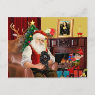 Santa's Pudel (schwarz) Feiertagspostkarte