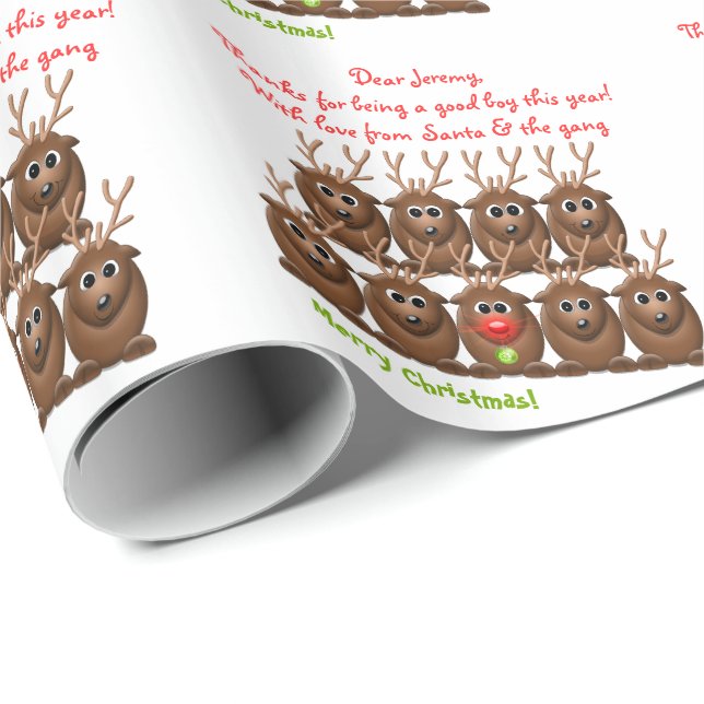 Santas Reindeer Brief von Weihnachten Weihnachten Geschenkpapier (Rolleneckpunkt)