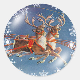 SANTA'S REINDEER & SNOWFLAKES by SHARON SHARPE Runder Aufkleber
