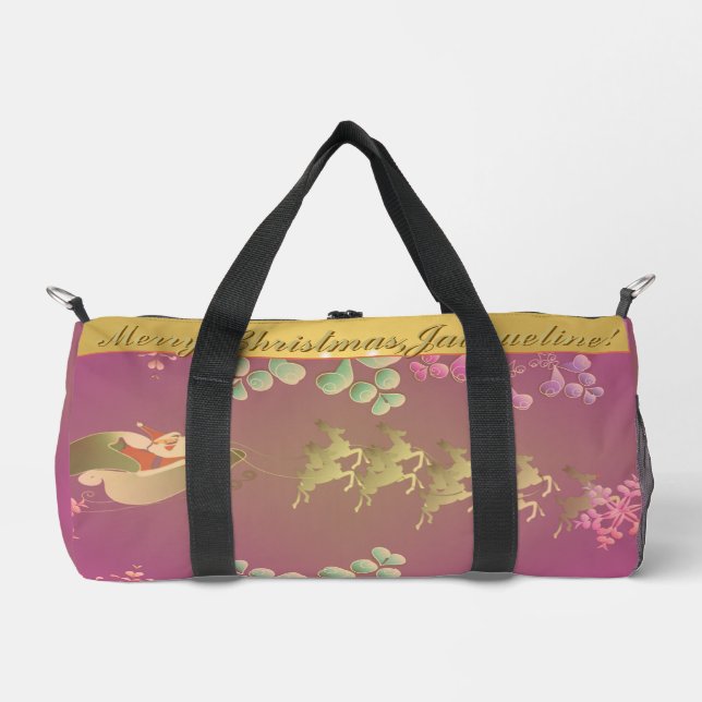 Santa's Rentier Lila Duffle Bag (Vorderseite)