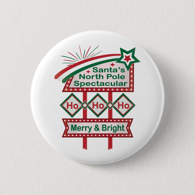 Santas Retro-Marquee – Ho Ho Ho Fröhlich & Hell Button (Vorderseite)