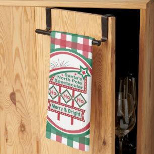 Santas Retro-Marquee – Ho Ho Ho Fröhlich & Hell Geschirrtuch