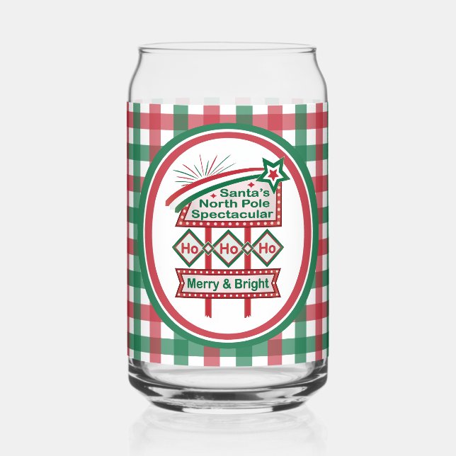 Santa's Retro Marquee - Ho Ho Ho Merry & Bright Dosenglas (Vorderseite)