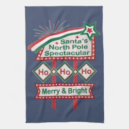 Santa's Retro Marquee - Ho Ho Ho Merry & Bright Geschirrtuch