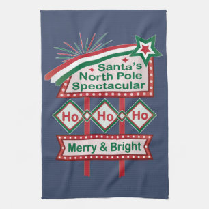 Santa's Retro Marquee - Ho Ho Ho Merry & Bright Geschirrtuch