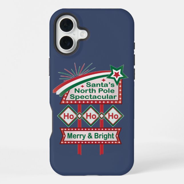 Santa's Retro Marquee - Ho Ho Ho Merry & Bright iPhone Hülle (Rückseite)
