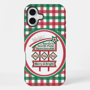 Santa's Retro Marquee - Ho Ho Ho Merry & Bright iPhone 16 Plus Hülle