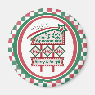 Santa's Retro Marquee - Ho Ho Ho Merry & Bright Magnet
