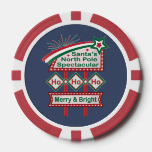 Santa's Retro Marquee - Ho Ho Ho Merry & Bright Pokerchips