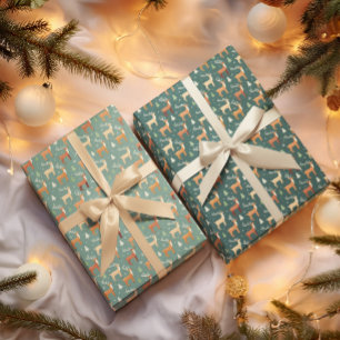 Santa's Retro Rentier Geschenkpapier Set