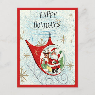 Santas Retro-Rotor-Schlitten Postkarte
