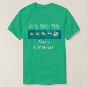 Santas Schlitten auf Grün T-Shirt