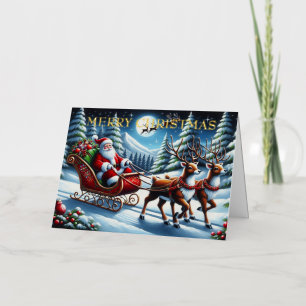 Santas Schlitten durch den schneebedeckten Wald zu