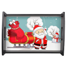 Santas Schlitten, Santa und Schneemann