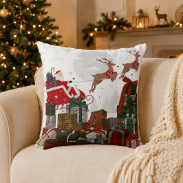 Santas Schlitten und Rentiere Weihnachten Kissen
