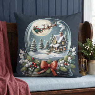 Santas Schlittenfahrt im Schneeglobus-Wunderland B Kissen