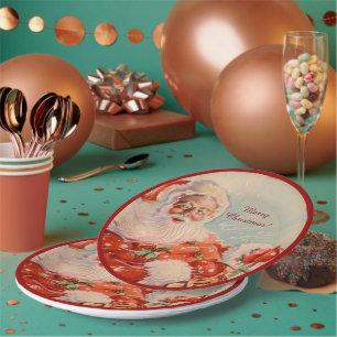 Santas Schlittenfahrt Vintage-Weihnachten Pappteller