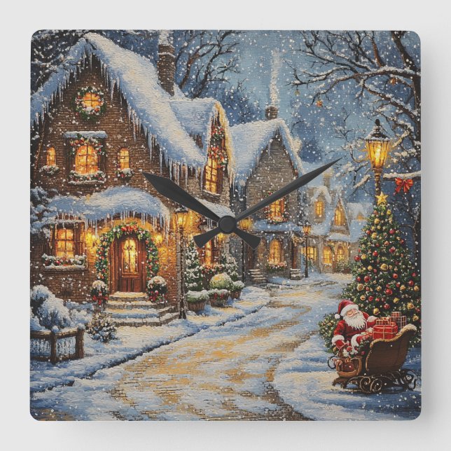 Santas Schlittenfahrt Winter Wonderland Uhr (Vorderseite)