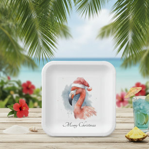 Santas Schneevogel-Flamingo, individuell Pappteller