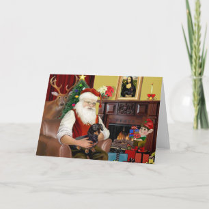 Santas schwarz / brauner Dachshund (#16) Feiertagskarte