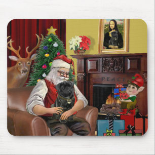 SantAs schwarzer Mops Mousepad
