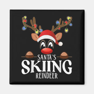 Santas Skifahrende Rentiere Lustige Weihnachten pa Magnet