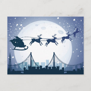 Santa's Skyline Fligh Feiertagspostkarte