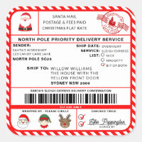 Santas Sleigh Christmas Shipping Label Sticker