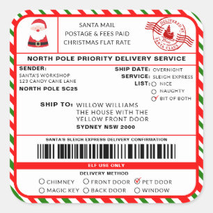 Santas Sleigh Christmas Shipping Label Sticker
