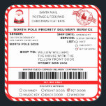 Santas Sleigh Christmas Shipping Label Sticker<br><div class="desc">Dieser Weihnachtsworkshop North Pole Postal Service Weihnachtsmarkenaufkleber ist der perfekte Weg, um Ihrer Weihnachtsverpackung ein wenig zusätzlichen Zauber hinzuzufügen. Der Aufkleber kann mit dem Namen Ihres Kindes und einer bevorzugten Art der Lieferung personalisiert werden. Der gesamte Text ist bearbeitbar und kann an Ihre Bedürfnisse angepasst werden. Für eine erweiterte Anpassung...</div>