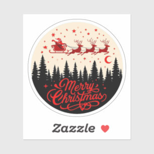 Santa's Sleigh Frohe Weihnachtswald Szene Art" Aufkleber