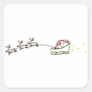 Santas Sleigh Quadratischer Aufkleber