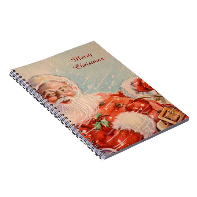 Santas Sleigh Ride Vintage Weihnachtsgeschenk Notizblock (Rechte Seite)