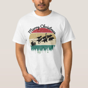 Santas Sleigh von Dinosauriern gezogen T-Shirt