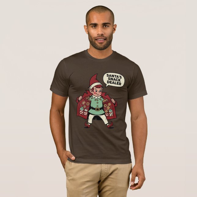 Santa's Snack Händler Weihnachtself T-Shirt (Vorne ganz)