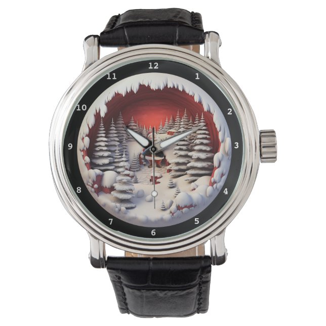 Santa's Snowy Forest Timepiece  Armbanduhr (Vorderseite)