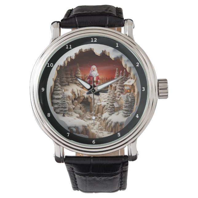 Santa's Snowy Village Christmas Timepiece Armbanduhr (Vorderseite)