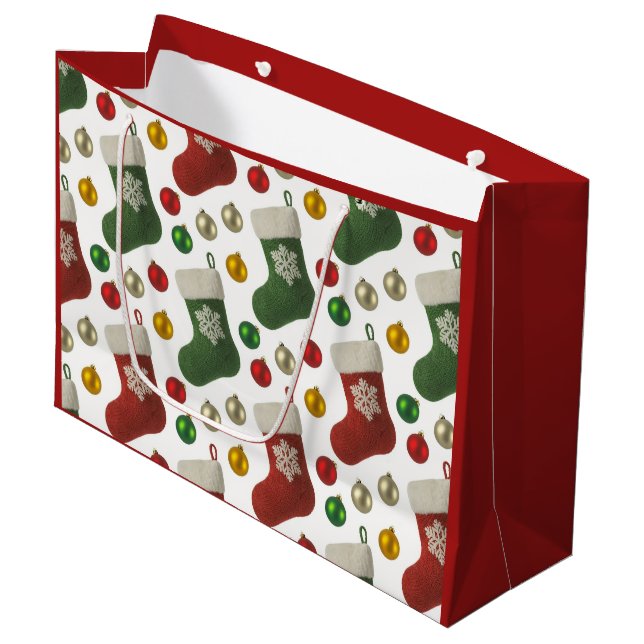 Santas Stocking Große Geschenktüte (Vorderseite Schrägansicht)