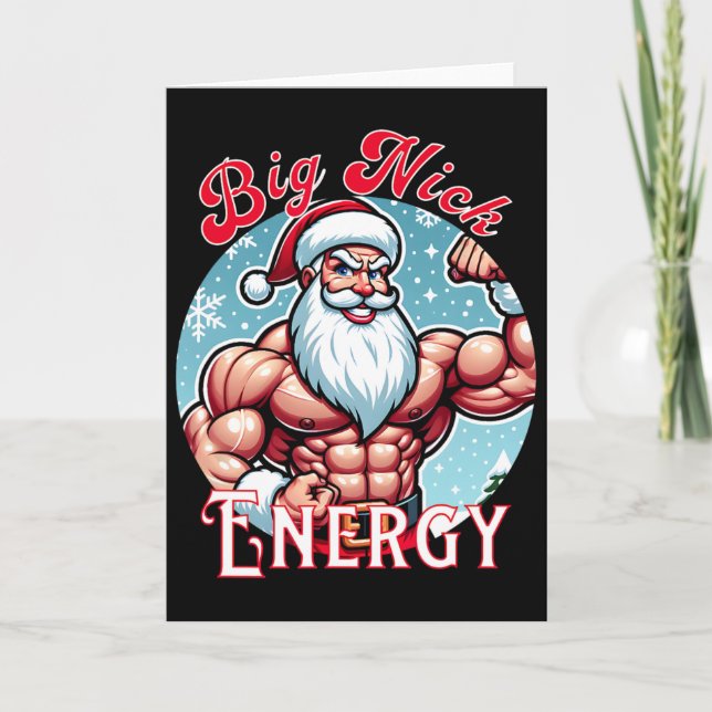 Santas Swole Patrol Big Nick Energy' Lustiges Chri Karte (Vorderseite)