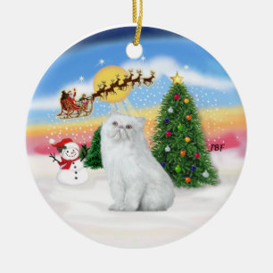 Santas Take Off - Weiße Persische Katze Keramikornament