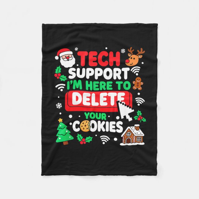 Santa's Tech-Support beim Neustart des Weihnachtsc Fleecedecke (Vorderseite)