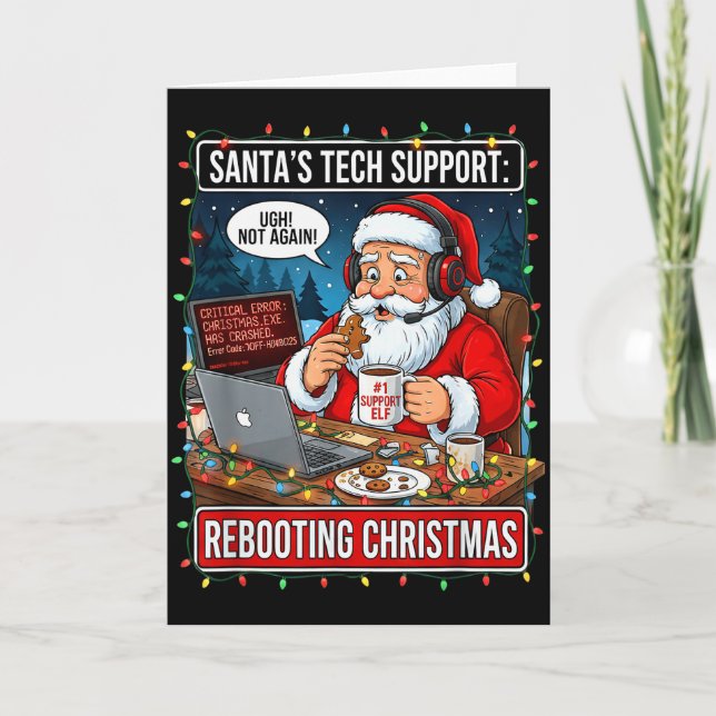 Santas Tech Support_ Rebooting Christmas Funny _4  Karte (Vorderseite)
