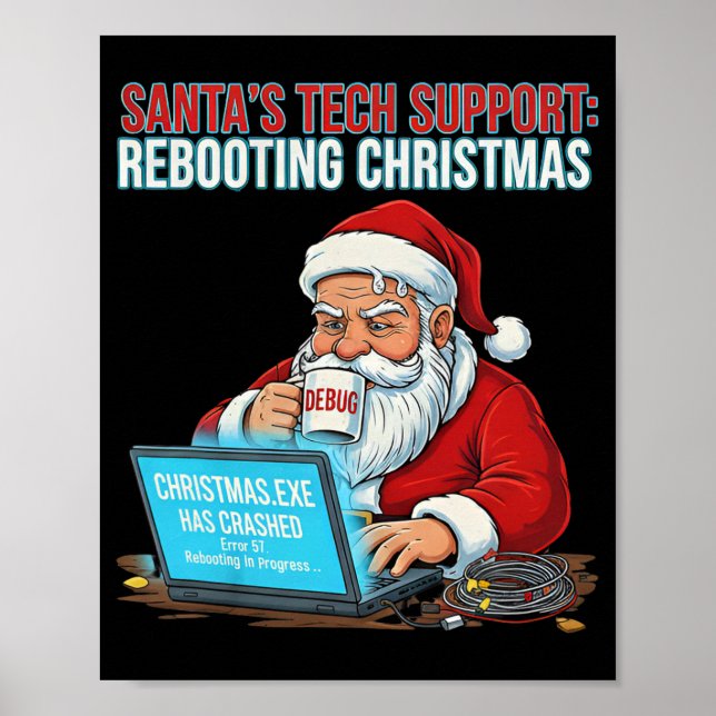 Santas Tech-Support startet Weihnachten lustig neu Poster (Vorne)