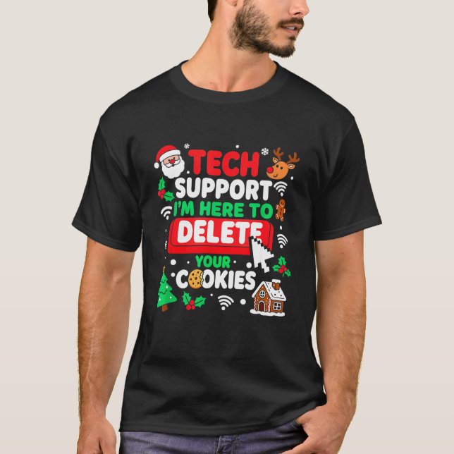 Santa's Tech Suprt Rebooting Christmas Computer Me T-Shirt (Vorderseite)