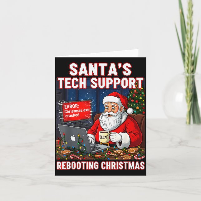 Santa's Tech Suprt_ Rebooting Christmas Funny  Karte (Vorderseite)