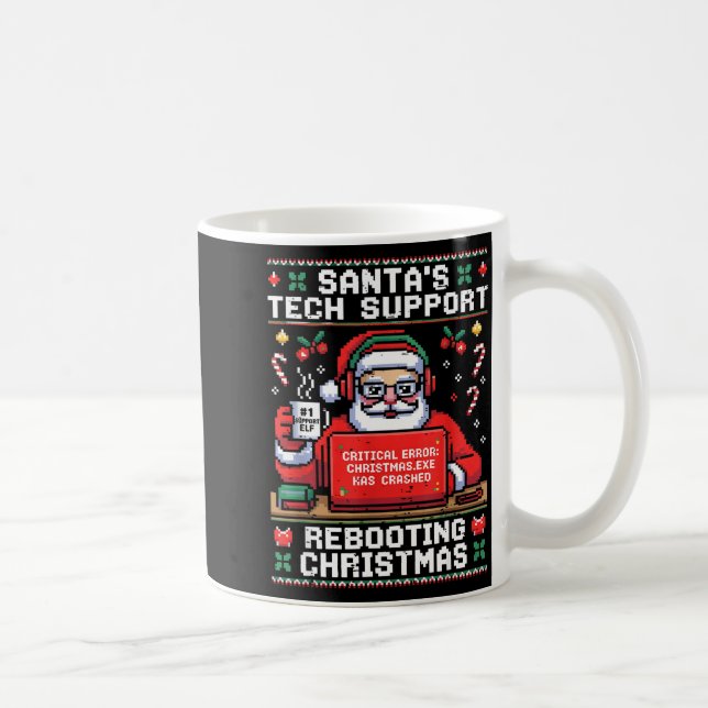 Santa's Tech Suprt Rebooting Christmas Ugly Santa  Kaffeetasse (Rechts)