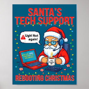 Santas Techniker-Witz beim Neustart Poster