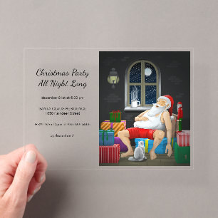 Santa's Weihnachtsfeier die ganze Nacht lang Acryleinladungen