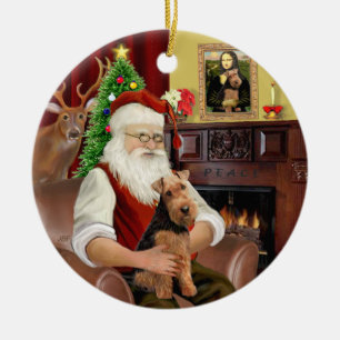 Santas Welsh Terrier Keramik Ornament