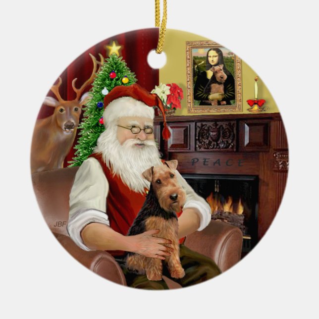 Santas Welsh Terrier Keramik Ornament (Vorne)